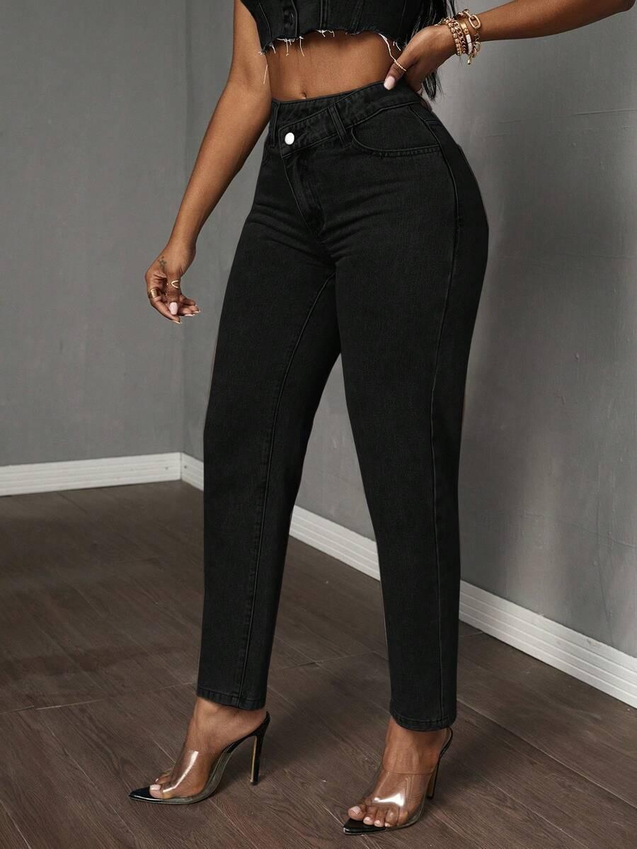 CZARNE SPODNIE JEANS 