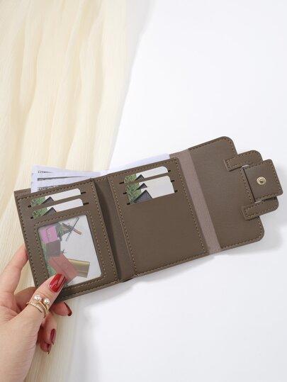brązowy portfel imitacja skóry 