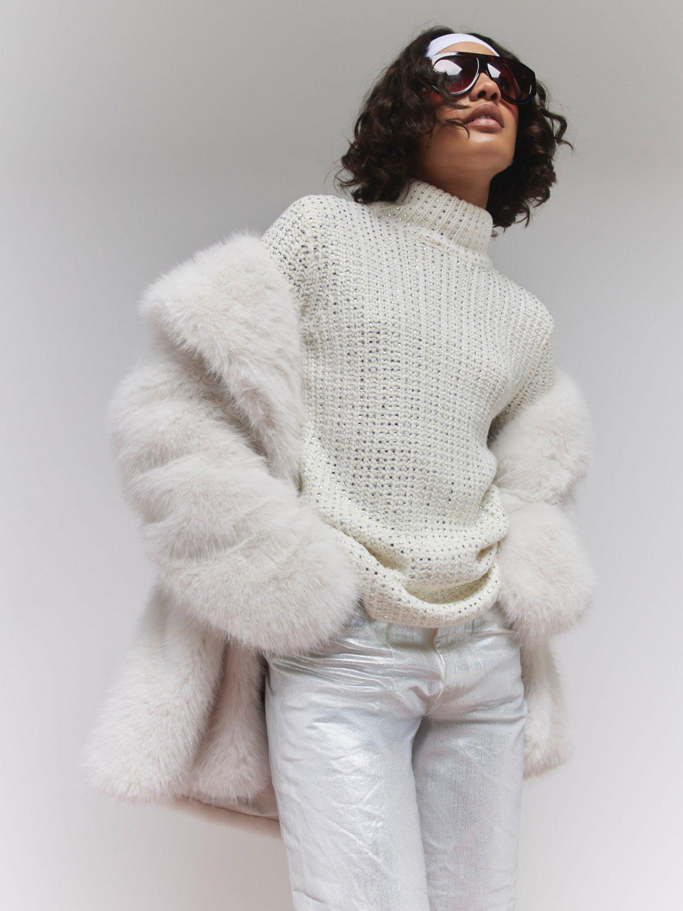 RIVER ISLAND SWETER Z CYRKONIAMI PÓŁGOLF