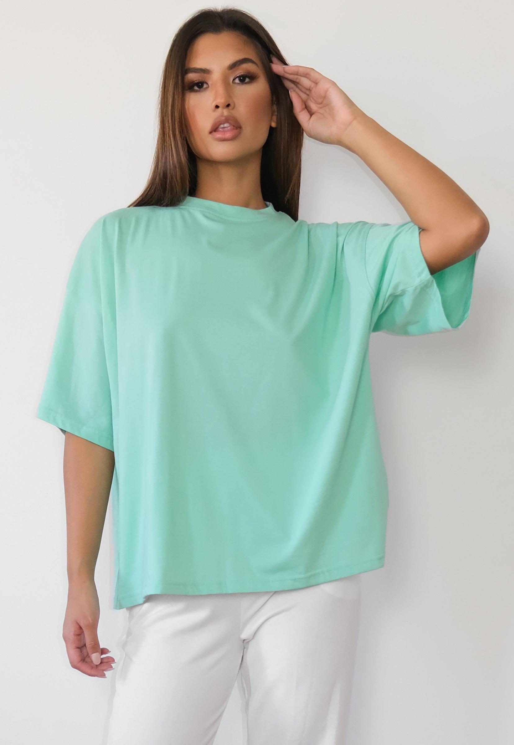 ZIELONY T-SHIRT OVERSIZE