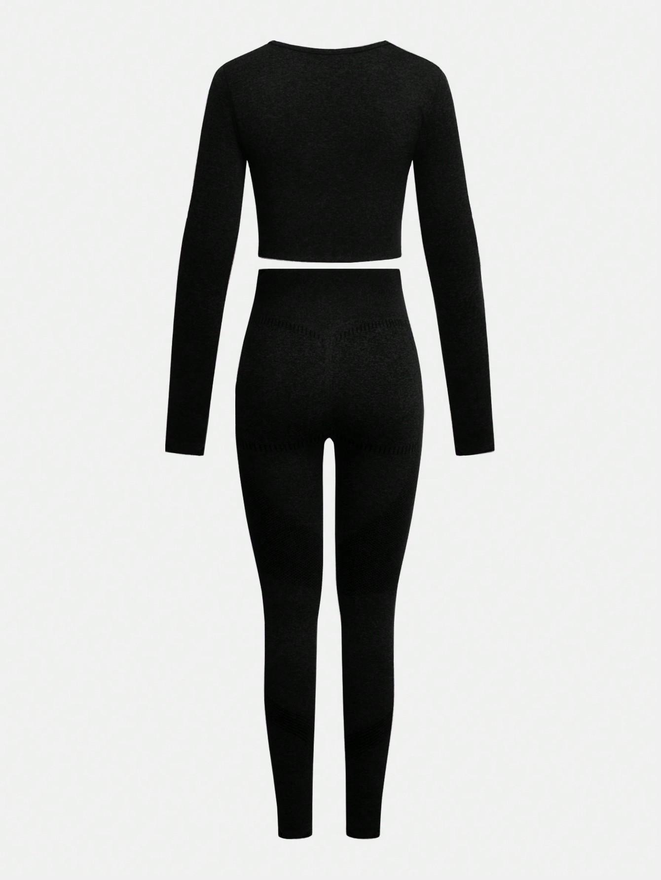 CZARNY KOMPLET BLUZKA LEGGINSY