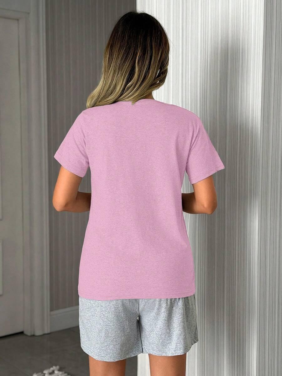 piżama komplet t-shirt spodenki nadruk