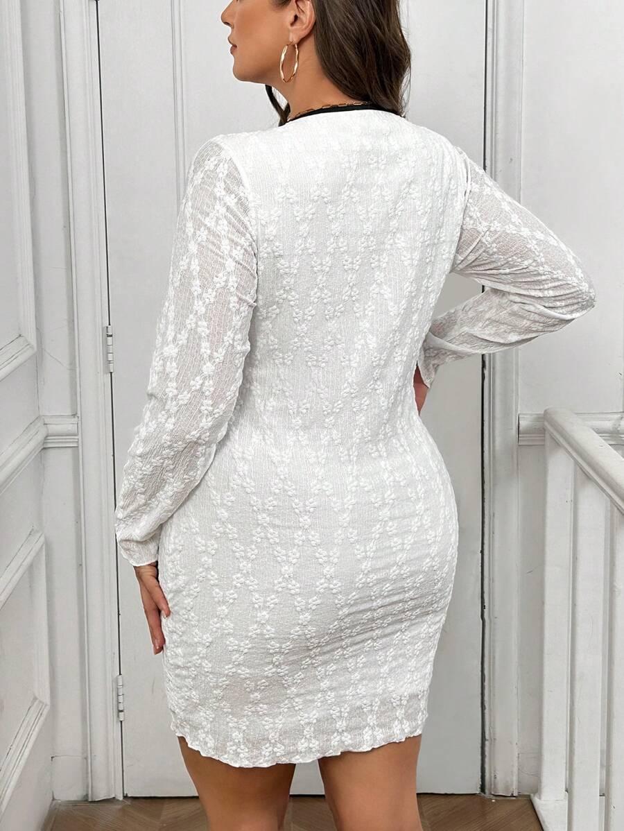biała mini sukienka struktura v-neck