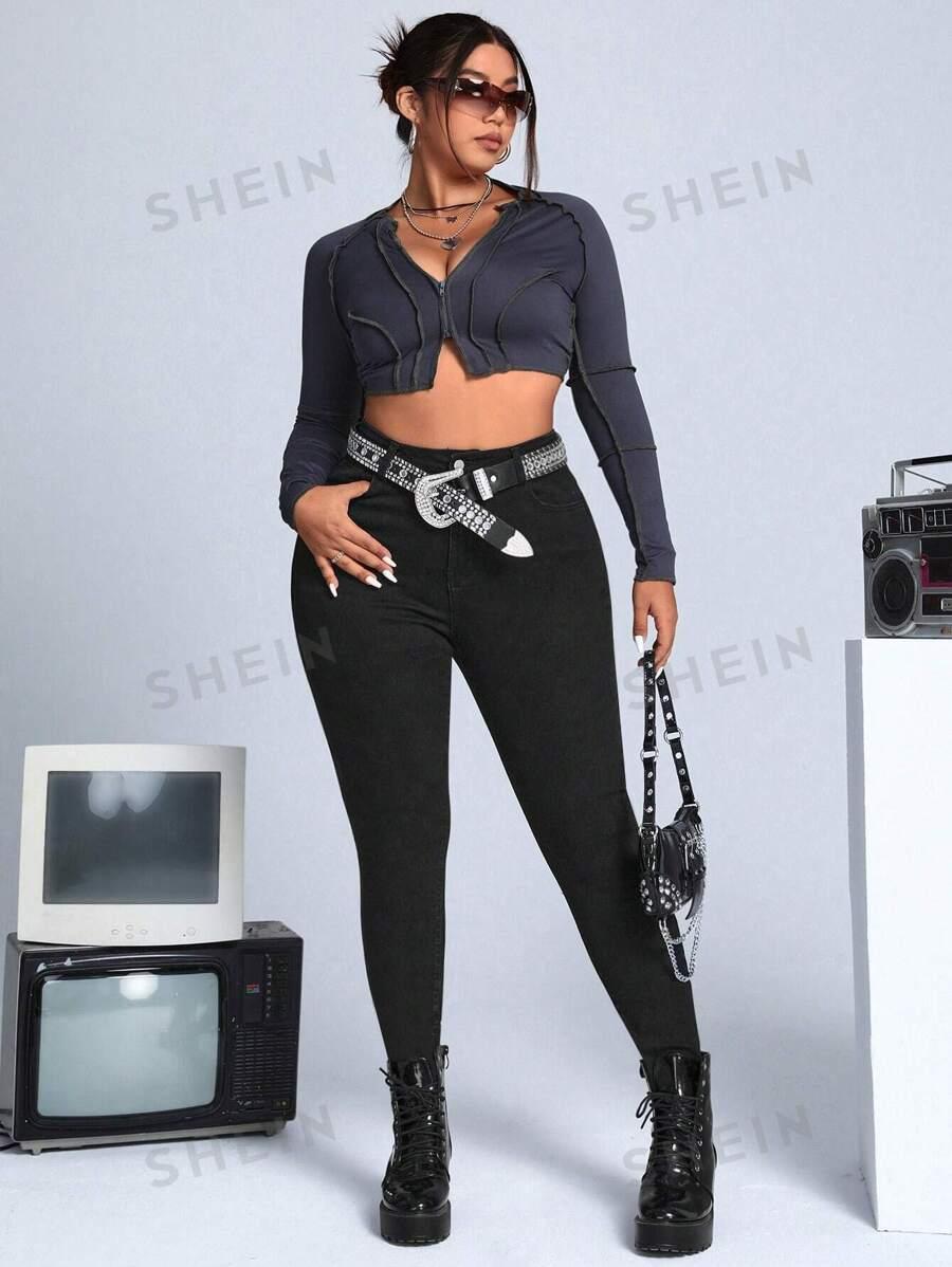 CZARNE SPODNIE JEANS