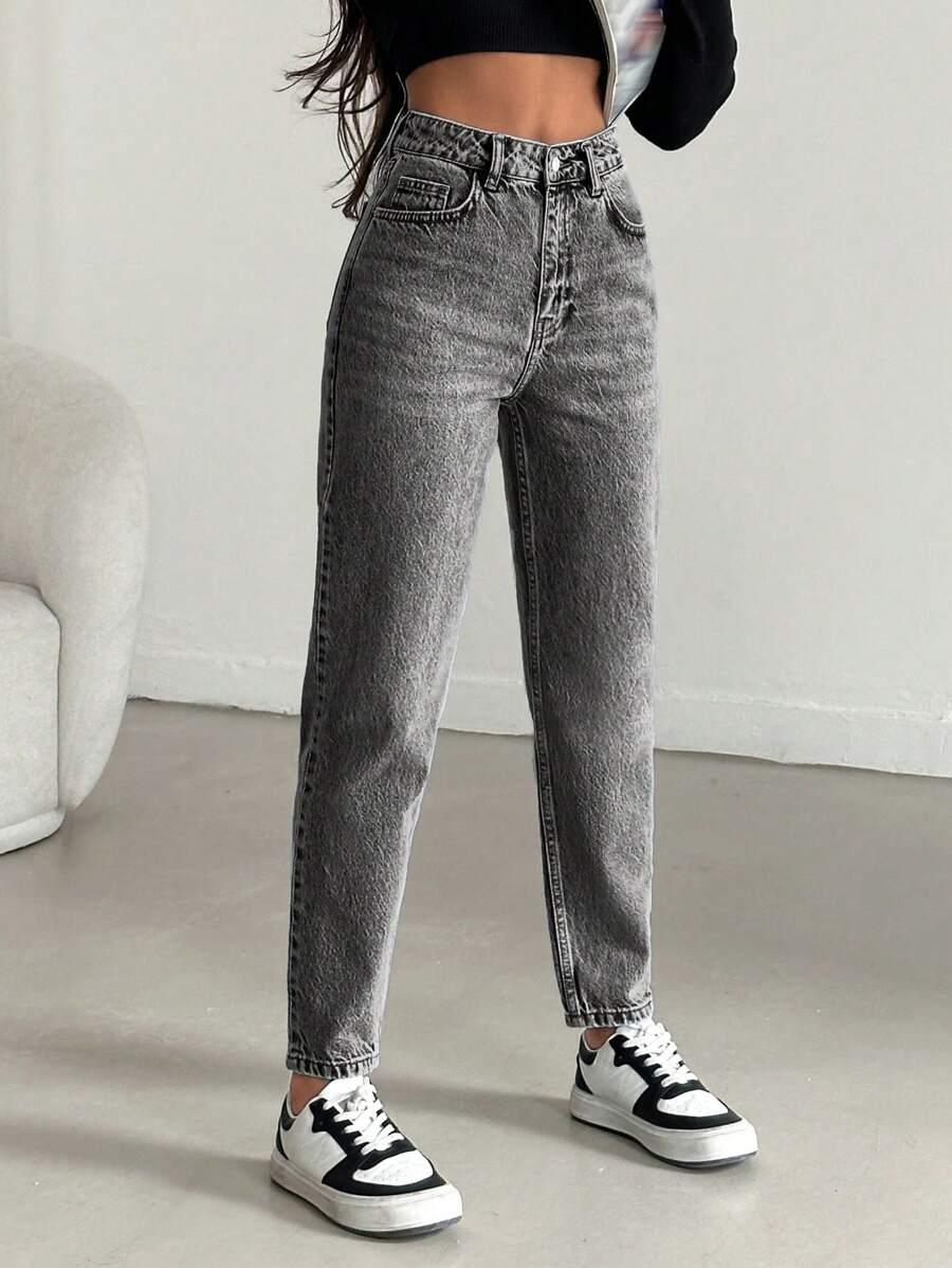 SZARE PROSTE SPODNIE JEANS
