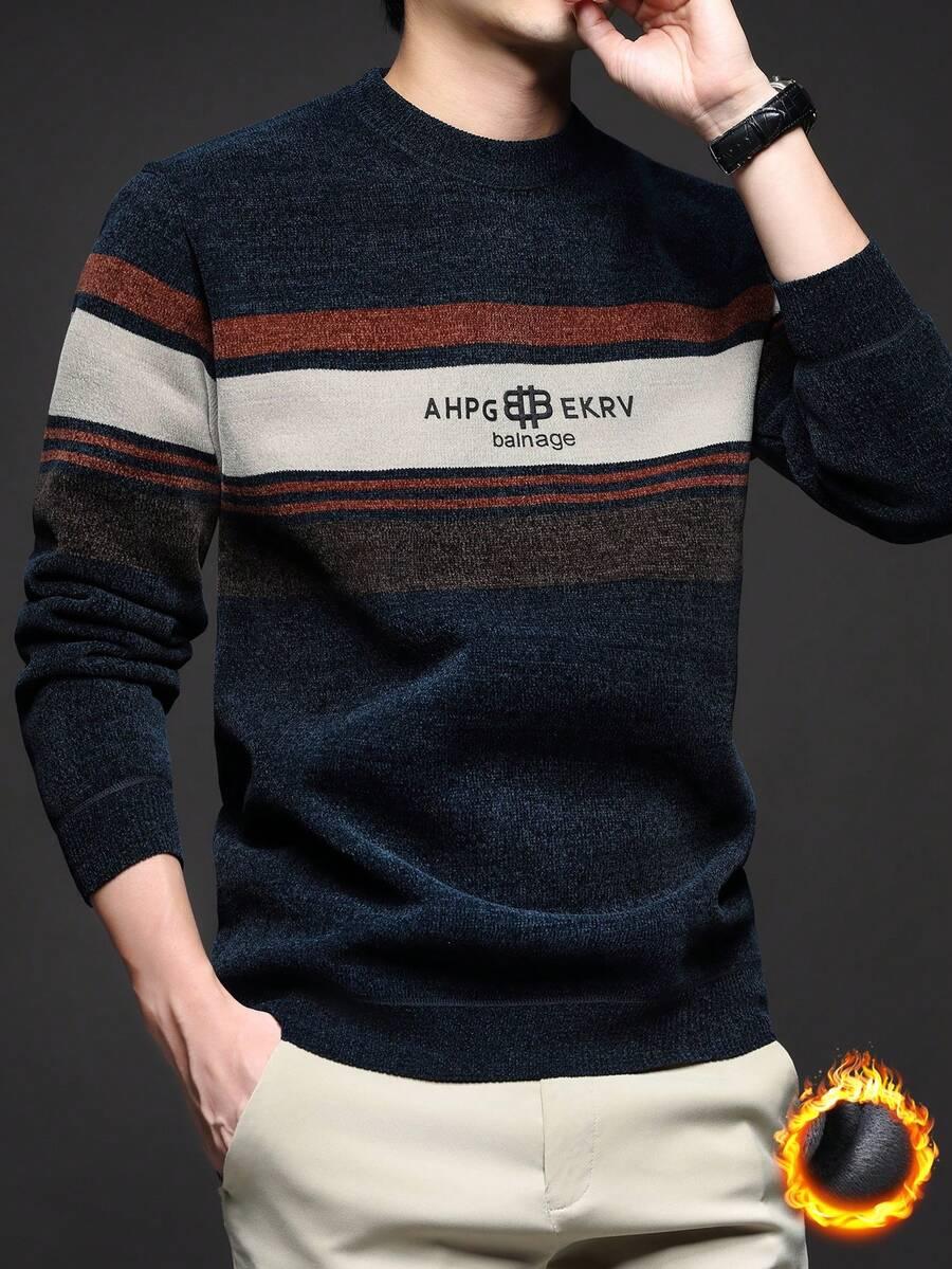 kolorowy sweter okrągły dekolt