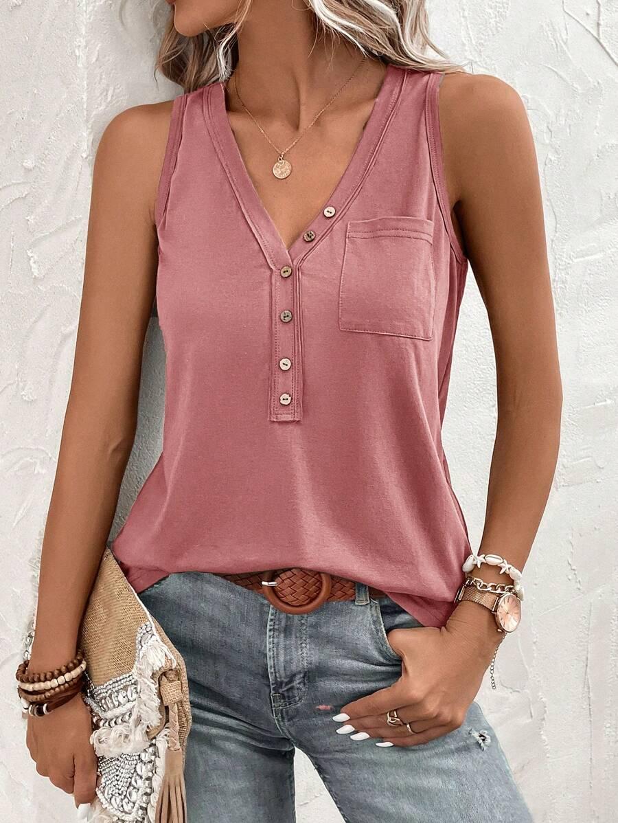 RÓŻOWA BLUZKA V-NECK 