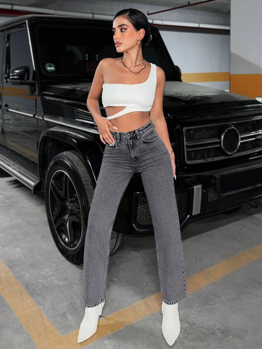 SZARE SPODNIE JEANS 