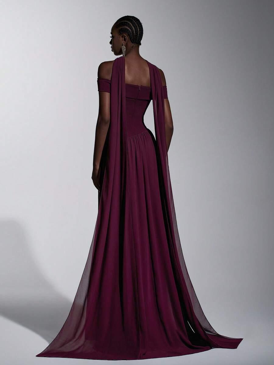 FIOLETOWA MAXI SUKIENKA ROZCIĘCIE