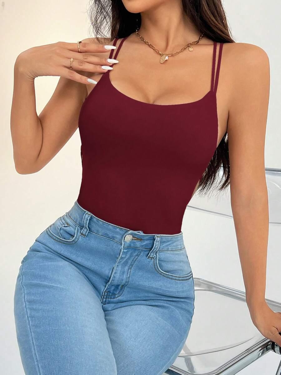 bordowe body odkryte plecy