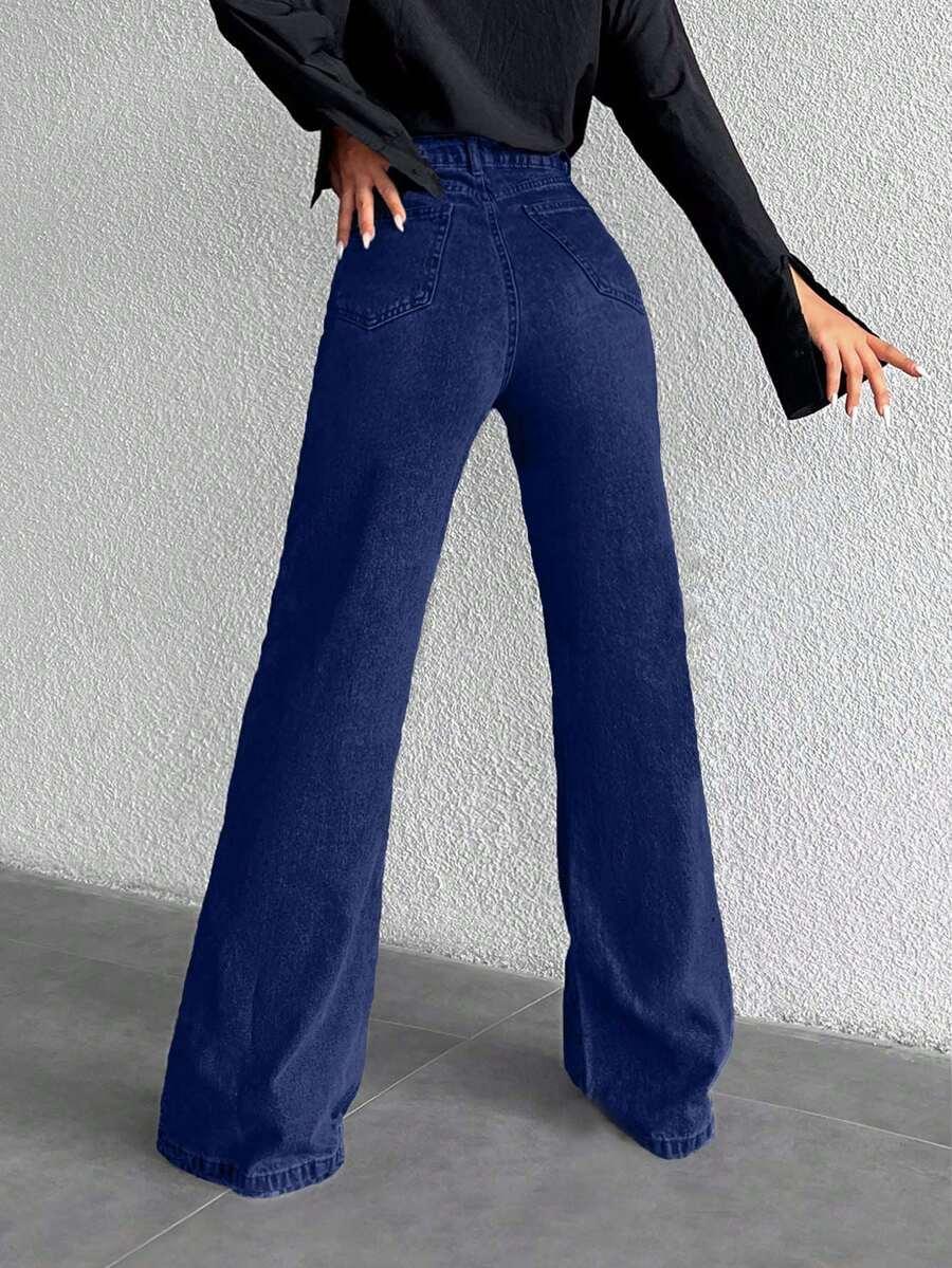 niebieskie spodnie jeans wysoki stan