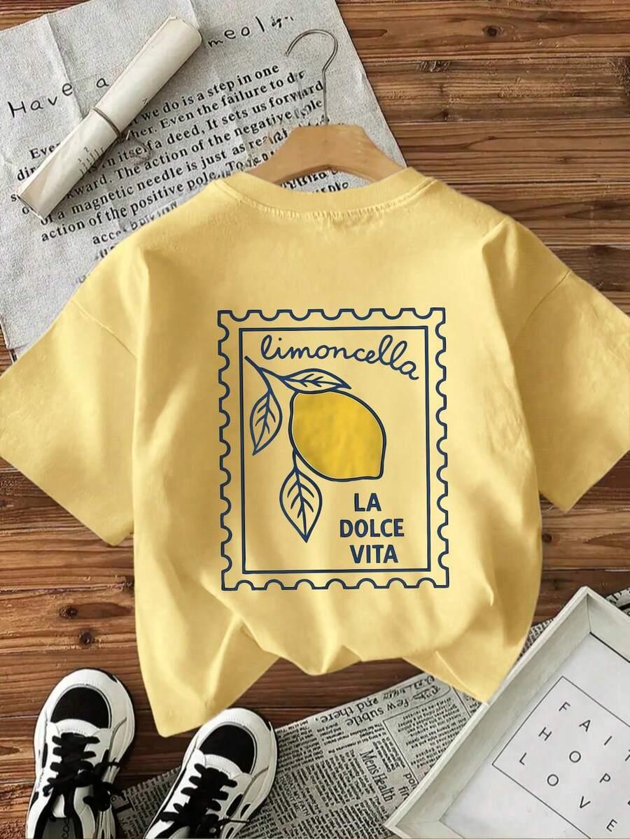 żółty t-shirt nadruk