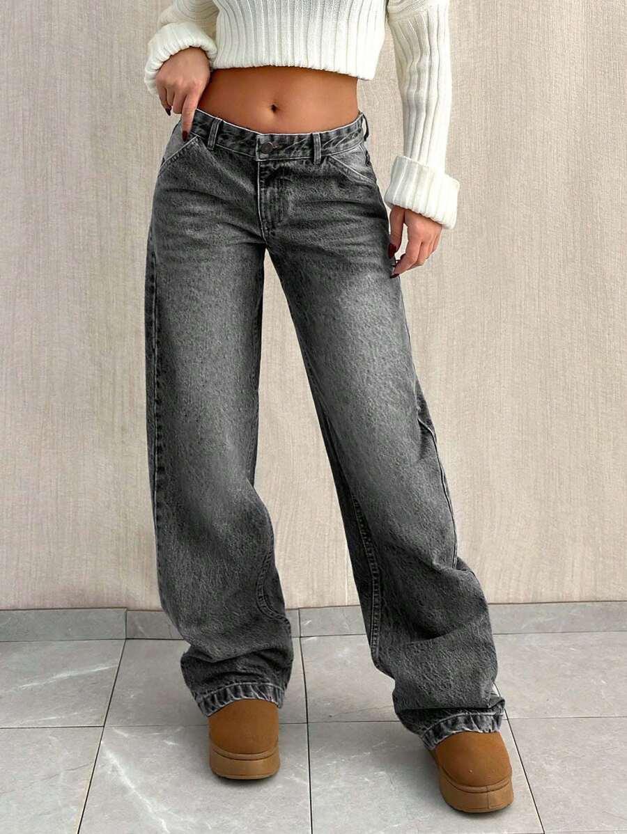 SZARE SPODNIE JEANS