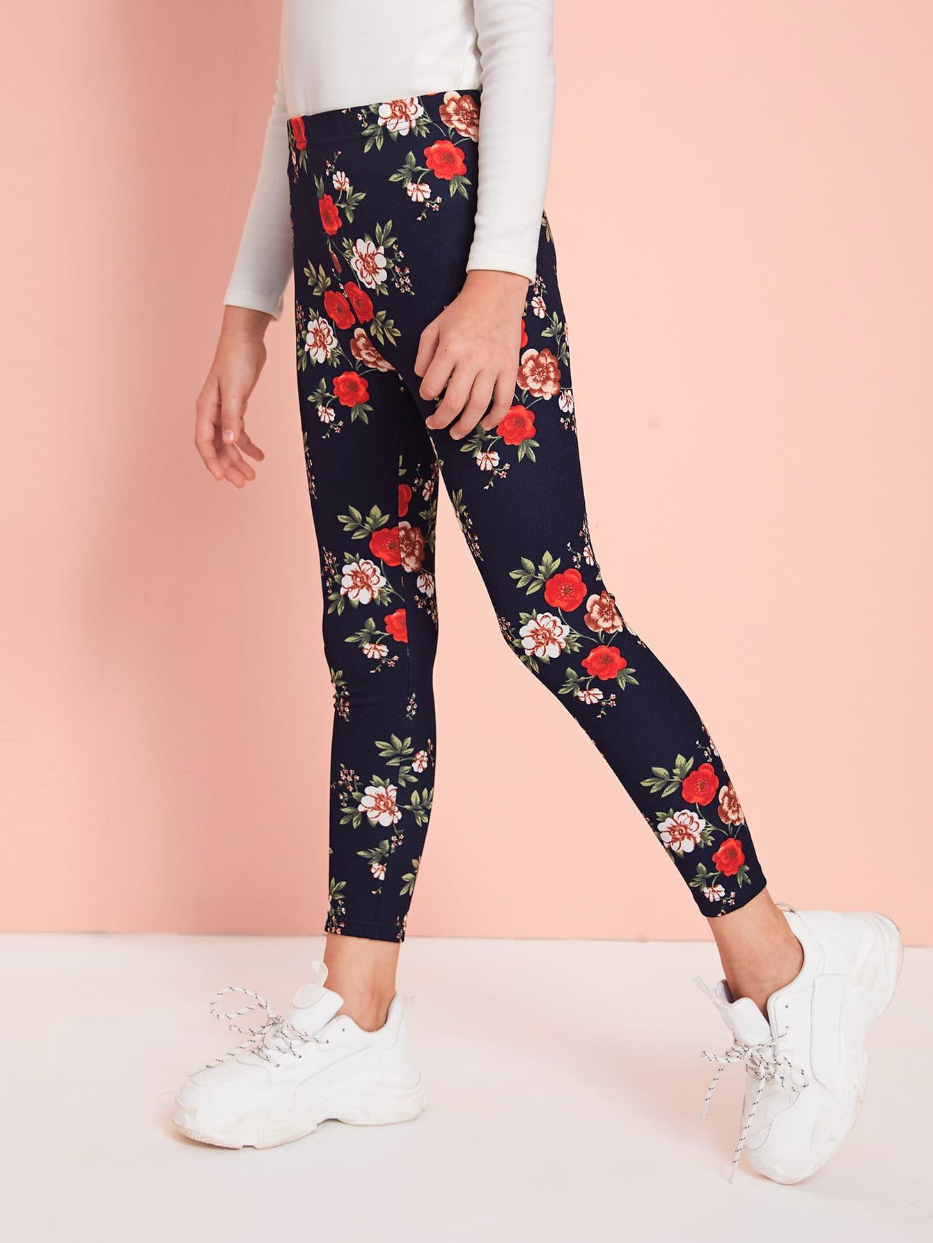 legginsy wzór kwiaty