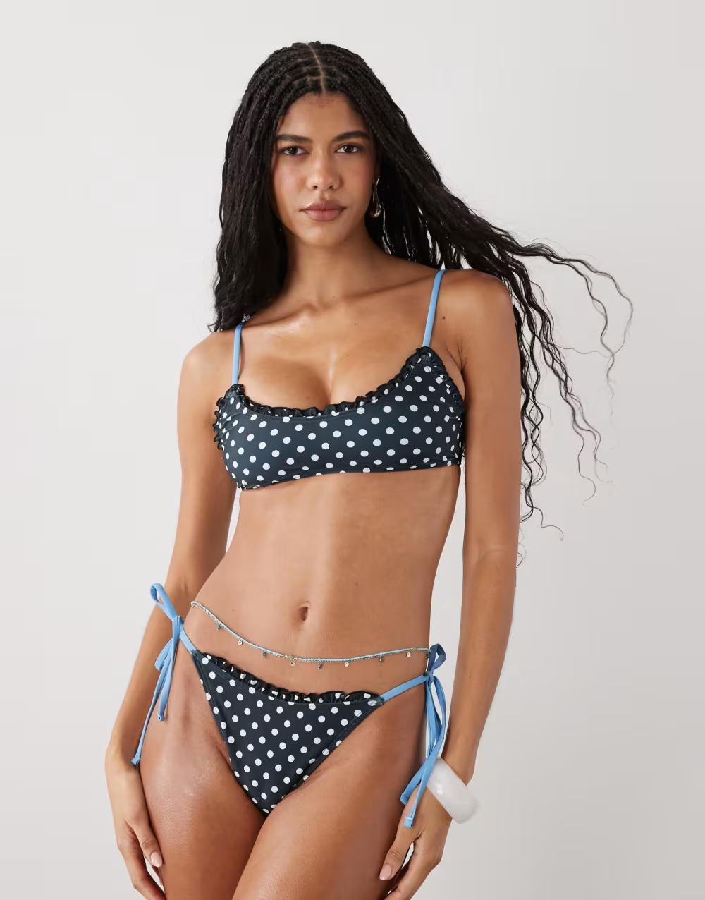 dół od bikini wzór groszki kontrast