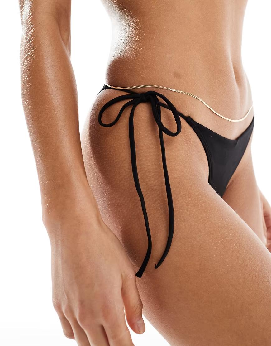 czarny dół do bikini wiązanie