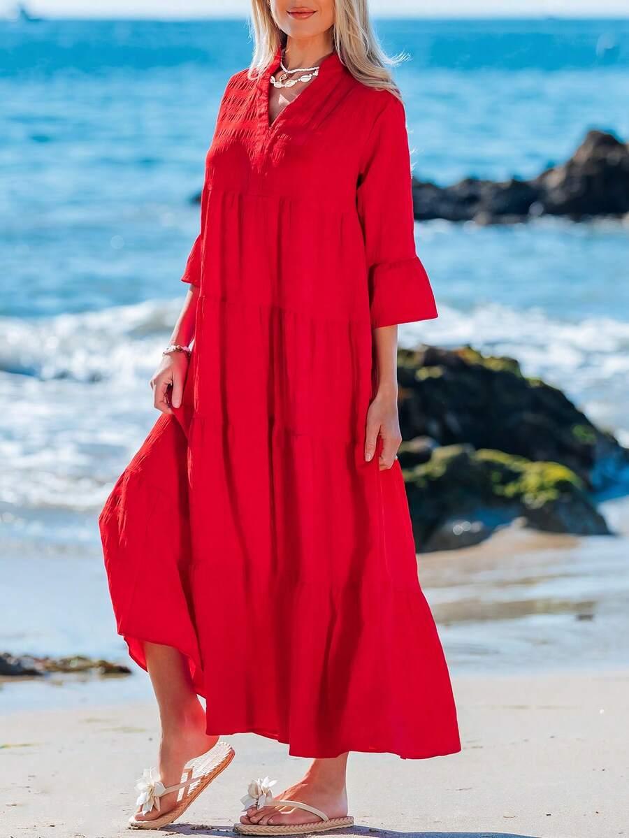 czerwona maxi sukienka