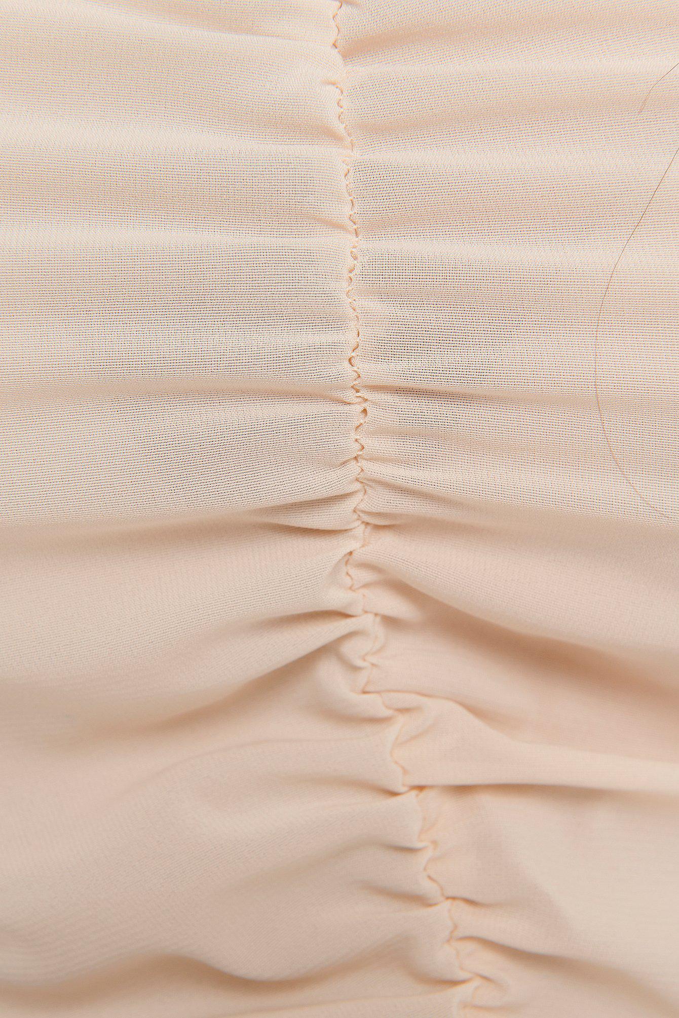 BEŻOWA BLUZKA V NECK MARSZCZENIE 