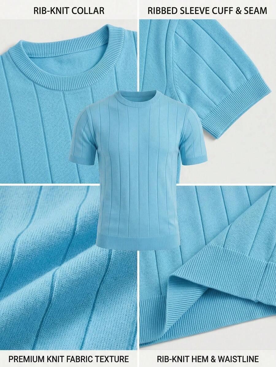 niebieski dzianinowy t-shirt 