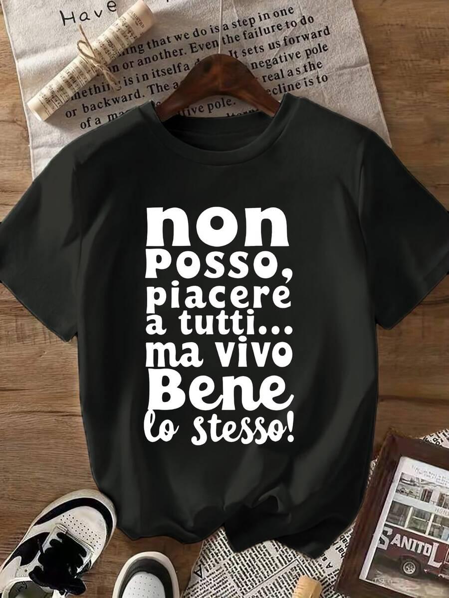 czarny t-shirt wzór napis