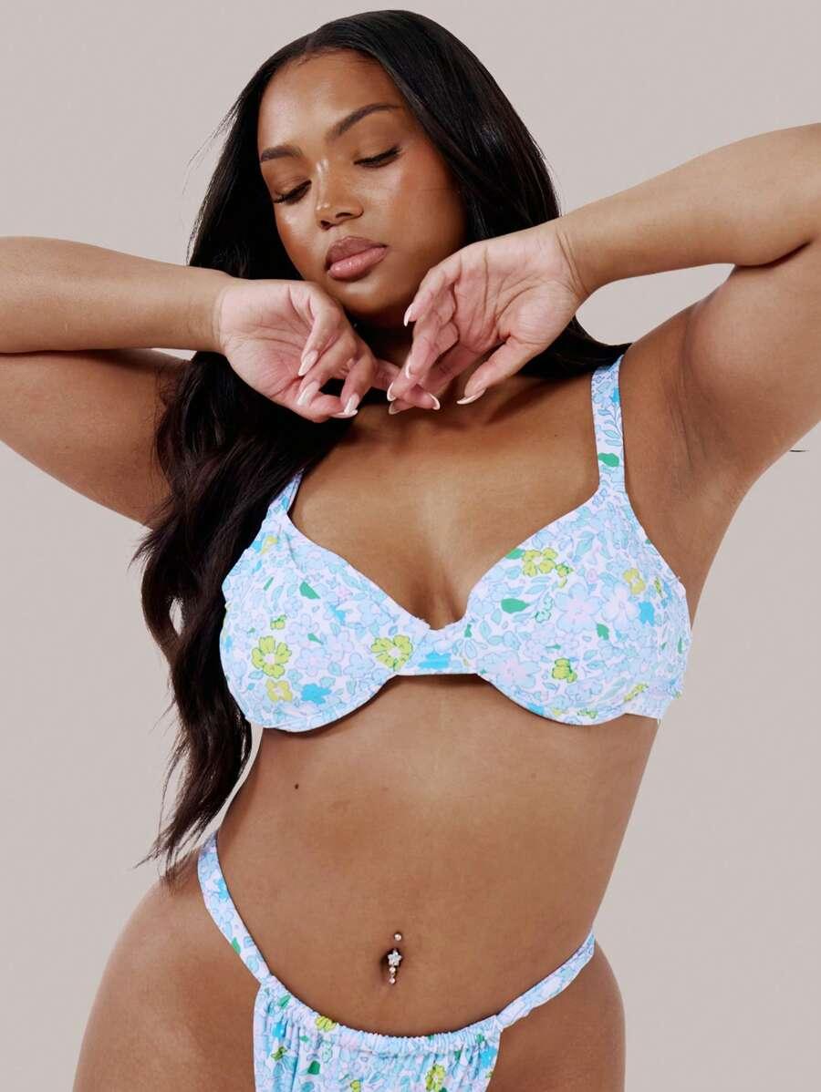GÓRA OD BIKINI W ROŚLINNY WZÓR 
