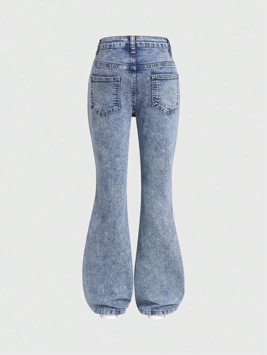 niebieskie spodnie jeans zdobienie
