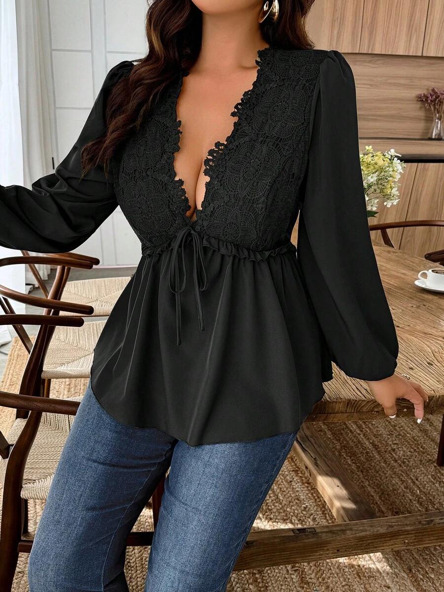 CZARNA BLUZKA V-NECK