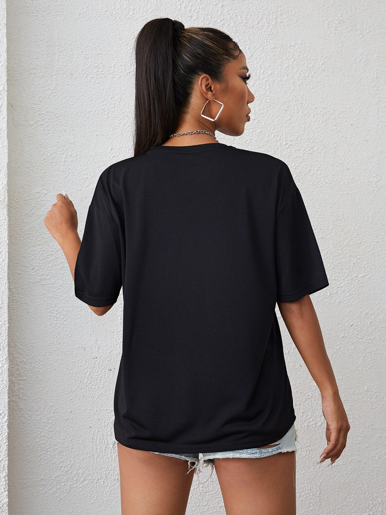 CZARNY T-SHIRT PRINT