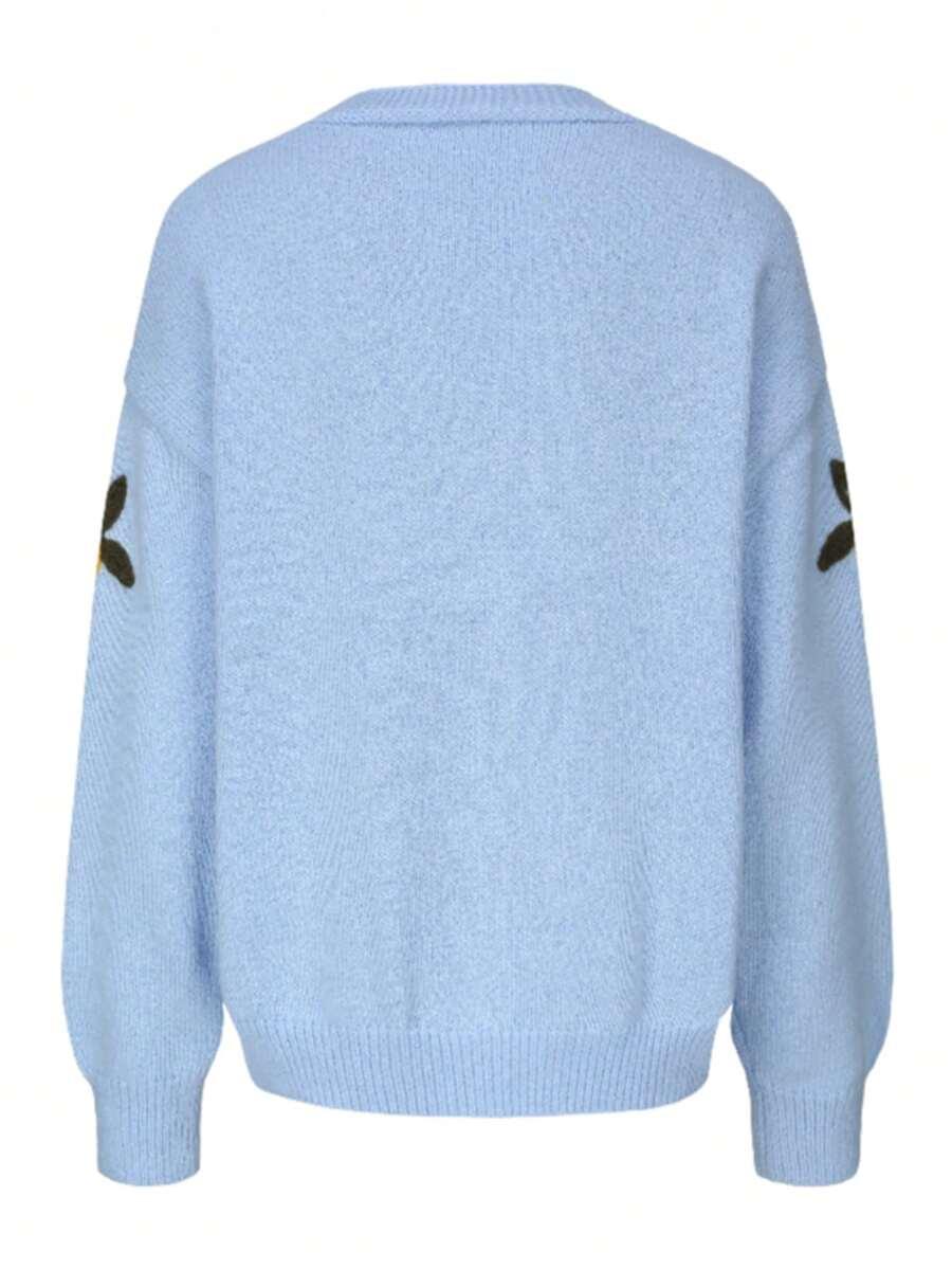 niebieski sweter kardigan wzór 