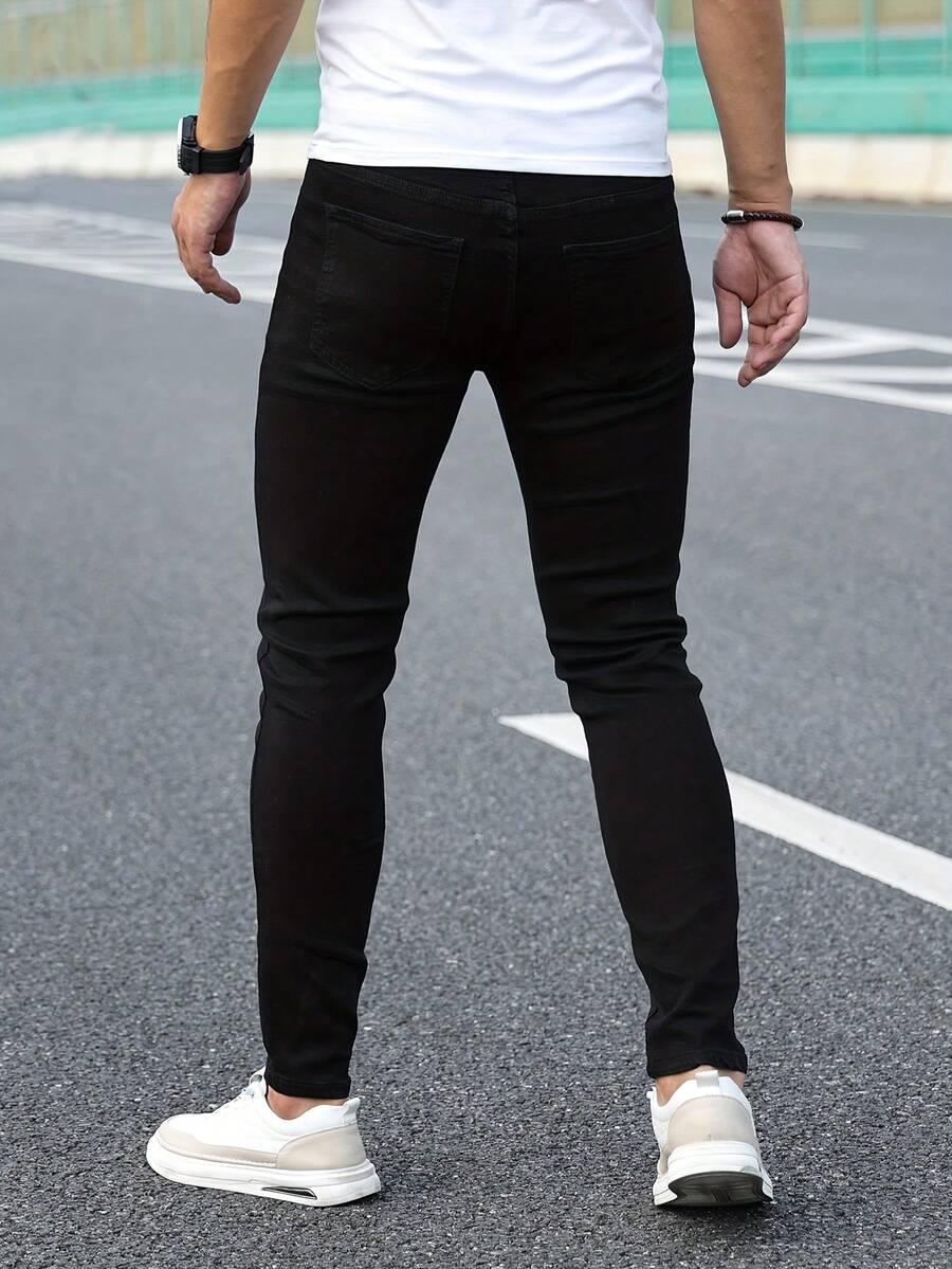 CZARNE OCIEPLANE SPODNIE JEANS