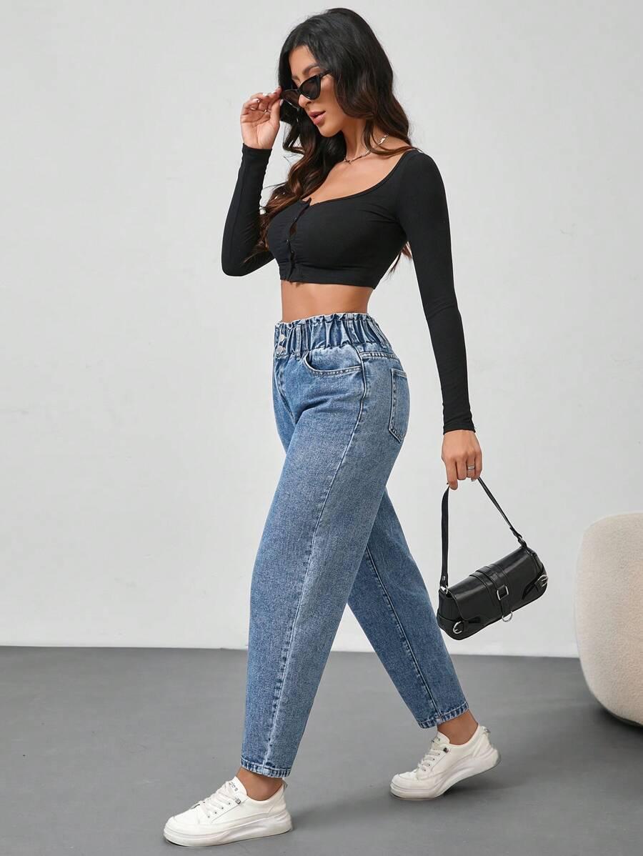 SPODNIE JEANS PAPERBAG