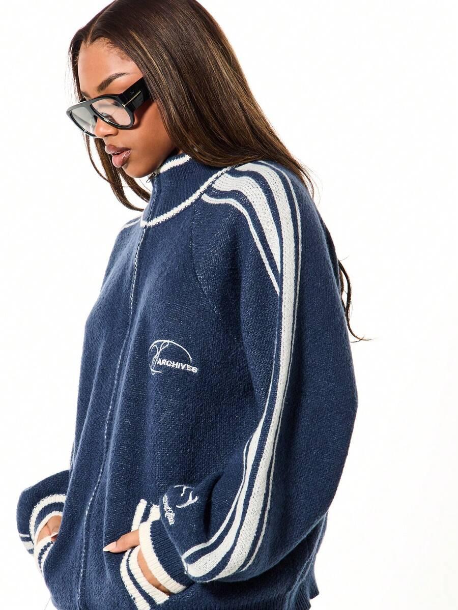 sweter zamek kontrast