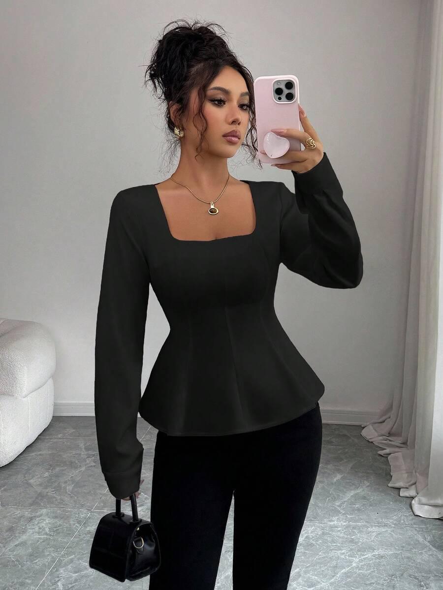 CZARNA BLUZKA ZAMEK