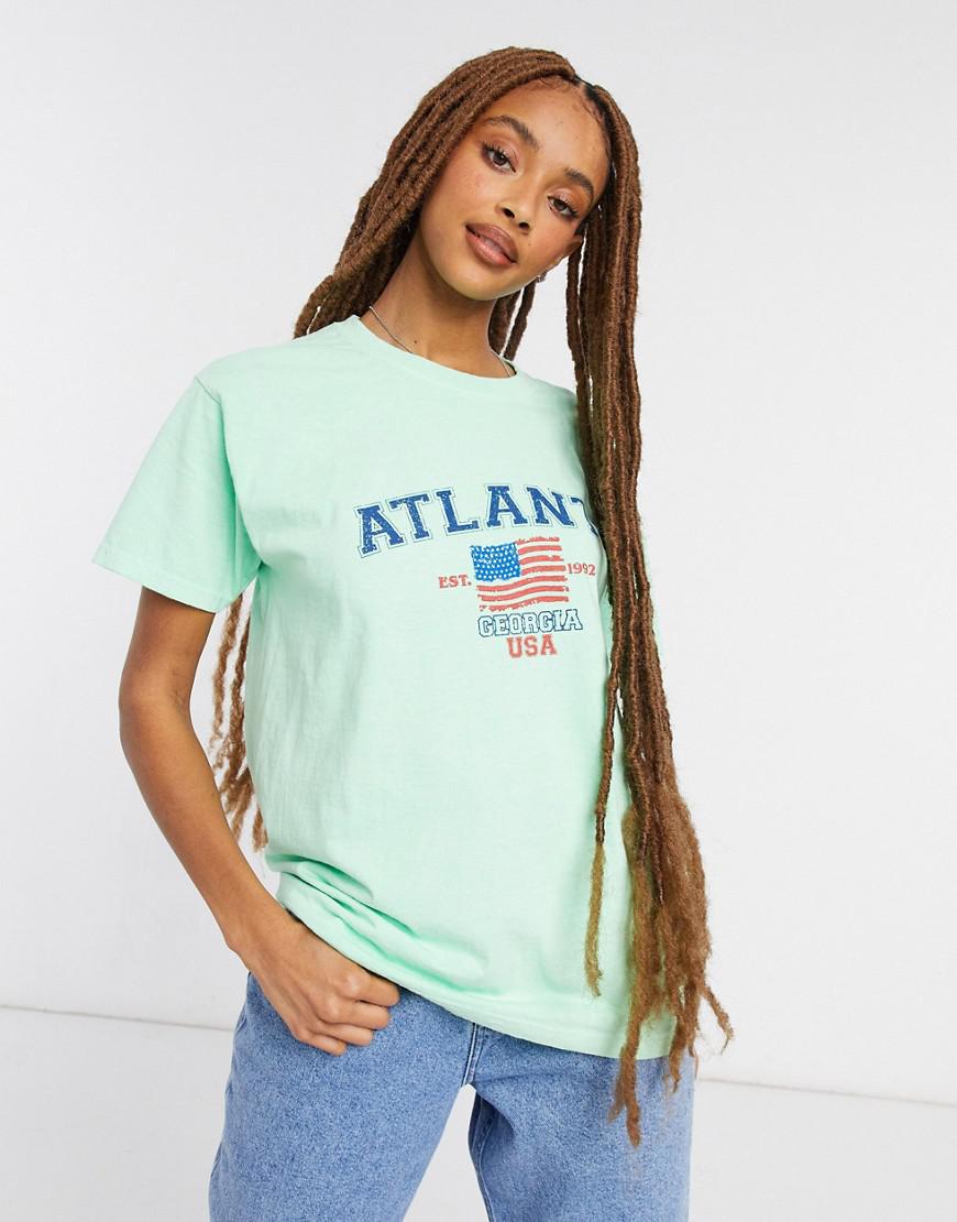 zielony t-shirt okrągły dekolt