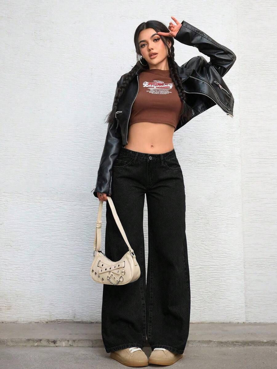 CZARNE SPODNIE JEANS 