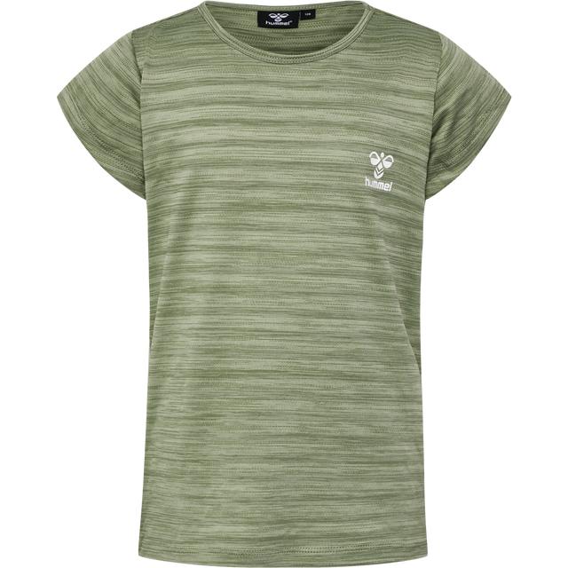 zielony t-shirt paski logo okrągły dekolt