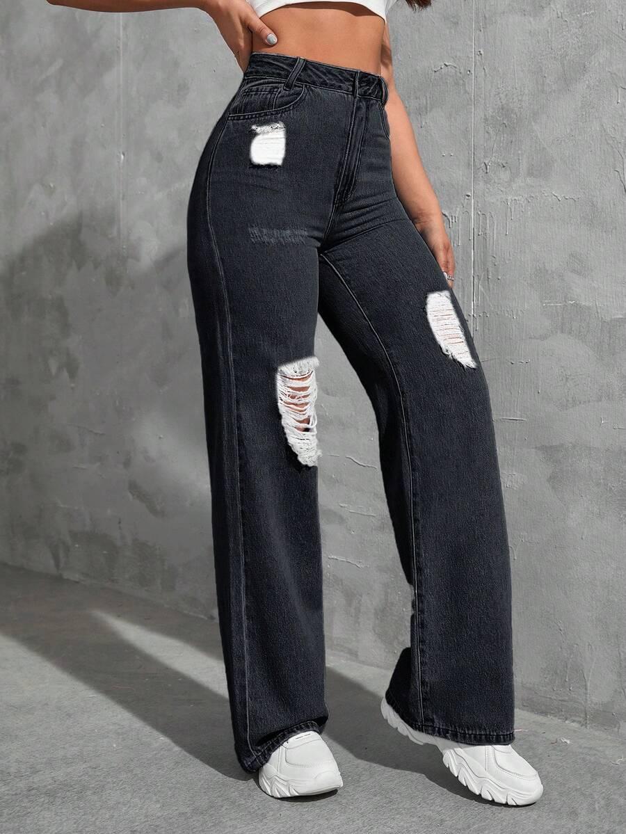 CZARNE SPODNIE JEANS