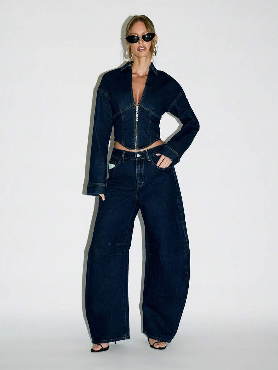GRANATOWA KURTKA JEANS