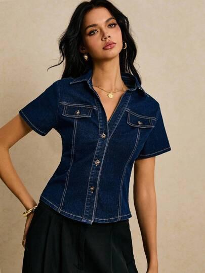 granatowa koszula jeans 