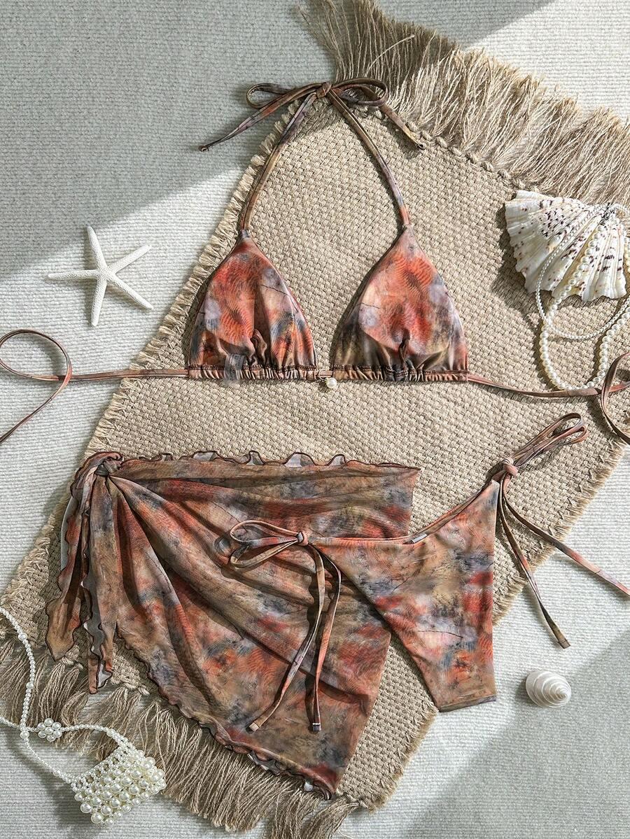 DWUCZĘŚCIOWY KOMPLET BIKINI Z CHUSTĄ