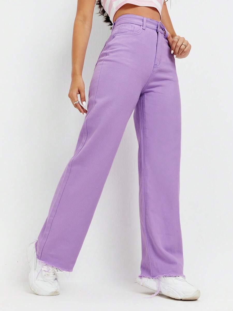 fioletowe spodnie jeans