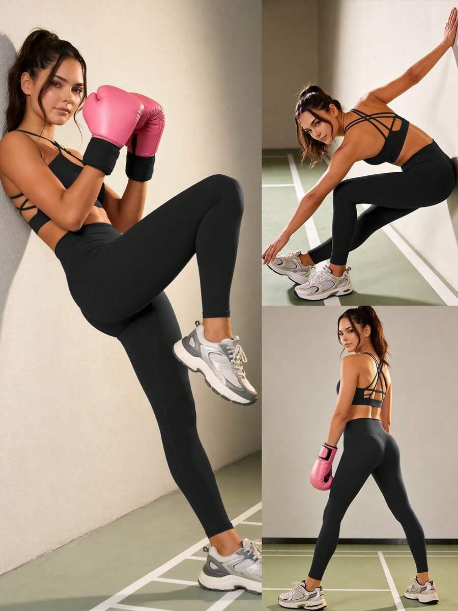 czarne sportowe legginsy
