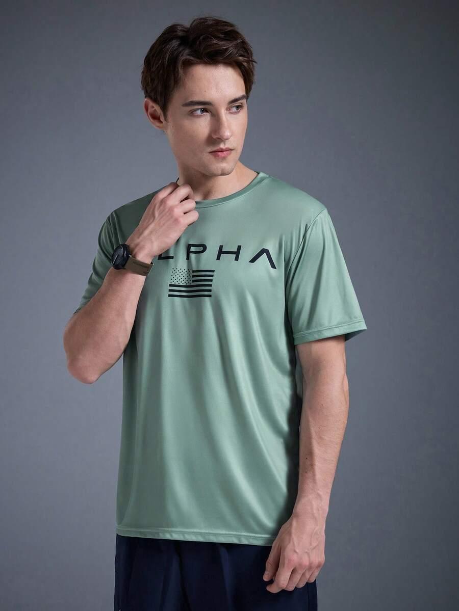 zielony t-shirt nadruk