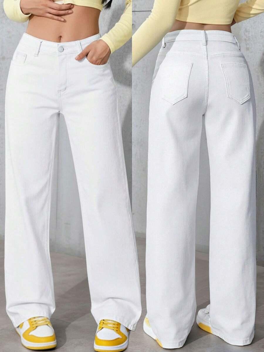 BIAŁE SPODNIE JEANS 
