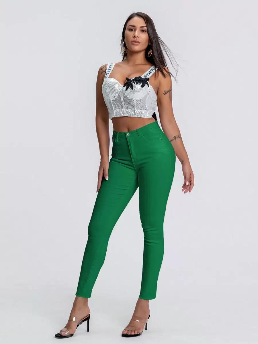 ZIELONE SPODNIE JEANS