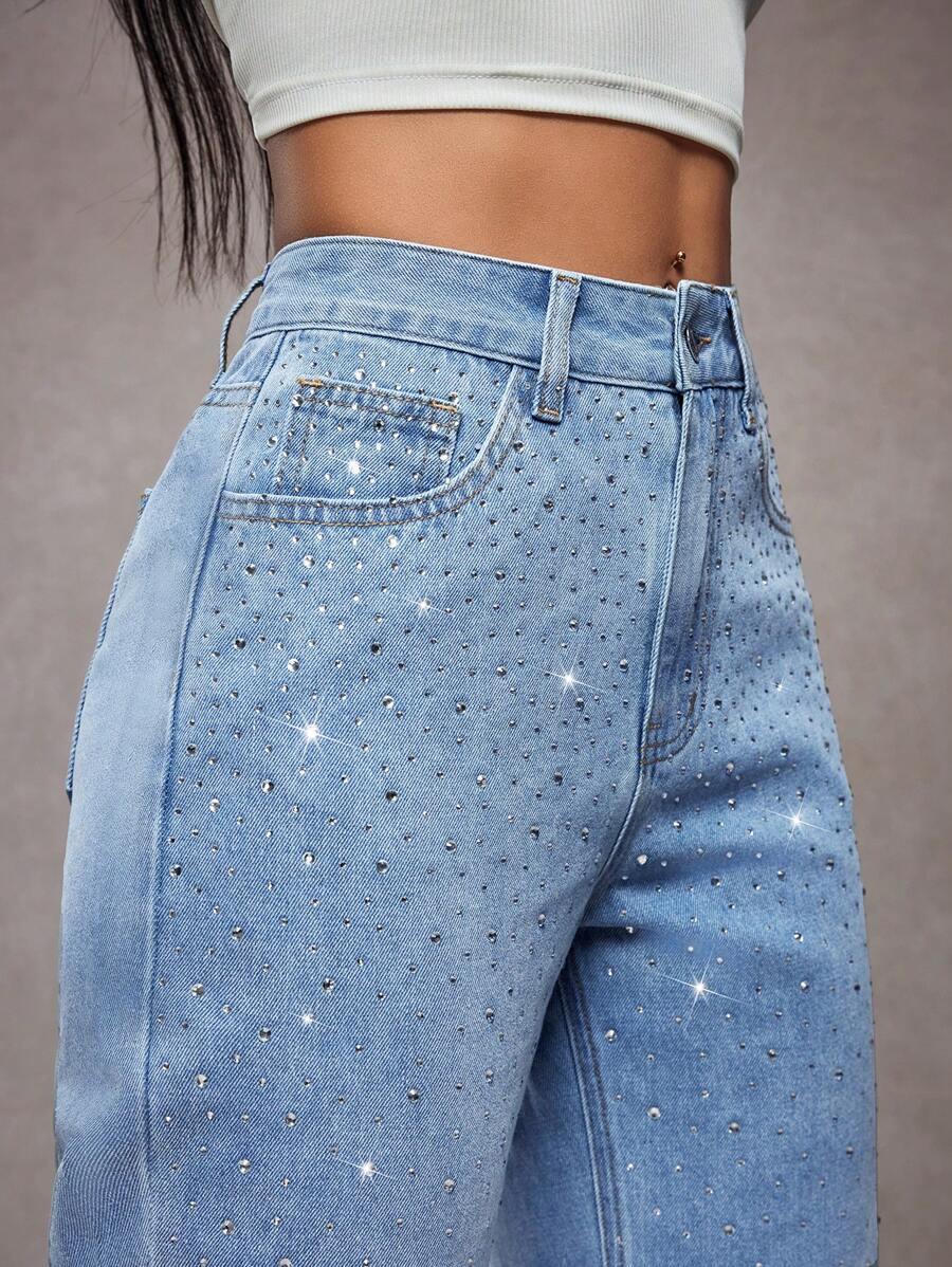NIEBIESKIE SPODNIE JEANS ZDOBIENIA