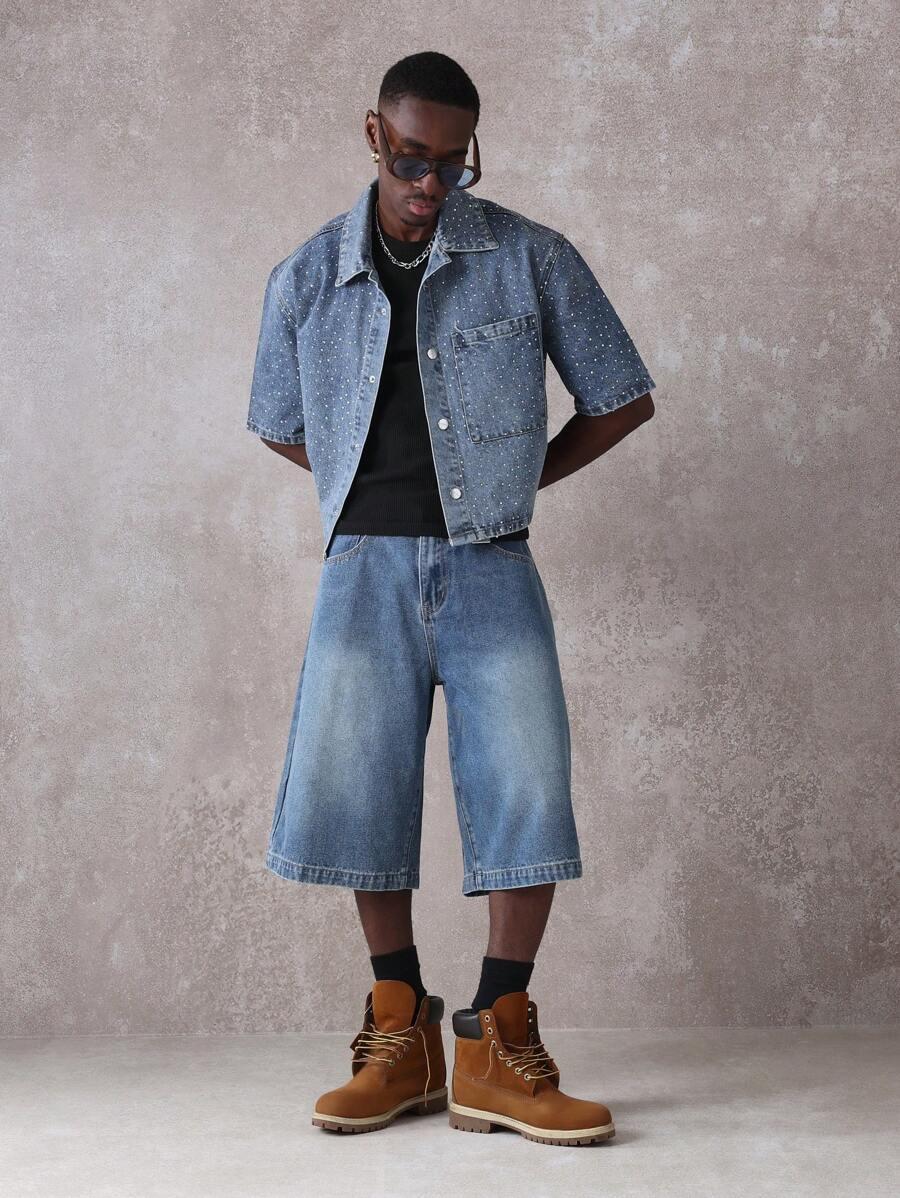 NIEBIESKA KOSZULA JEANS ZDOBIENIE