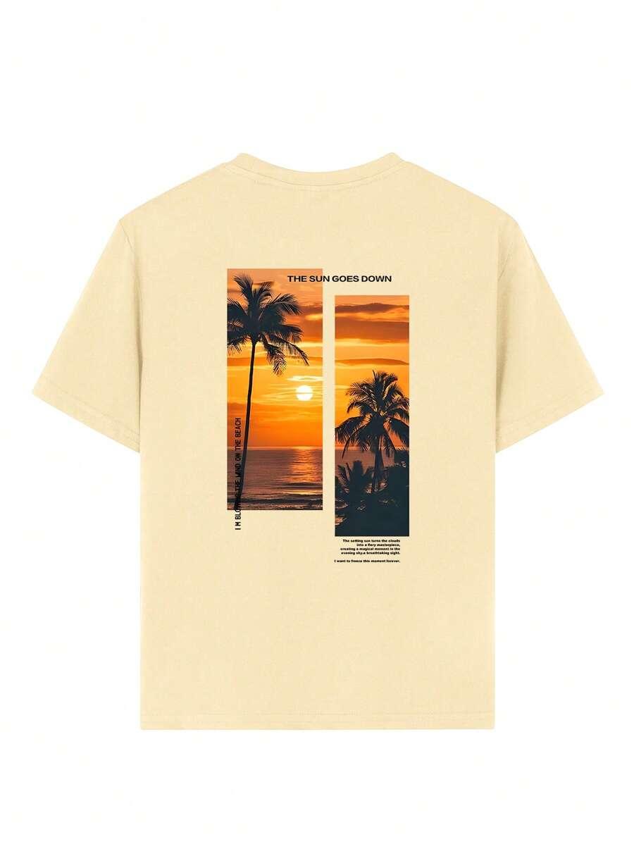 beżowy t-shirt print