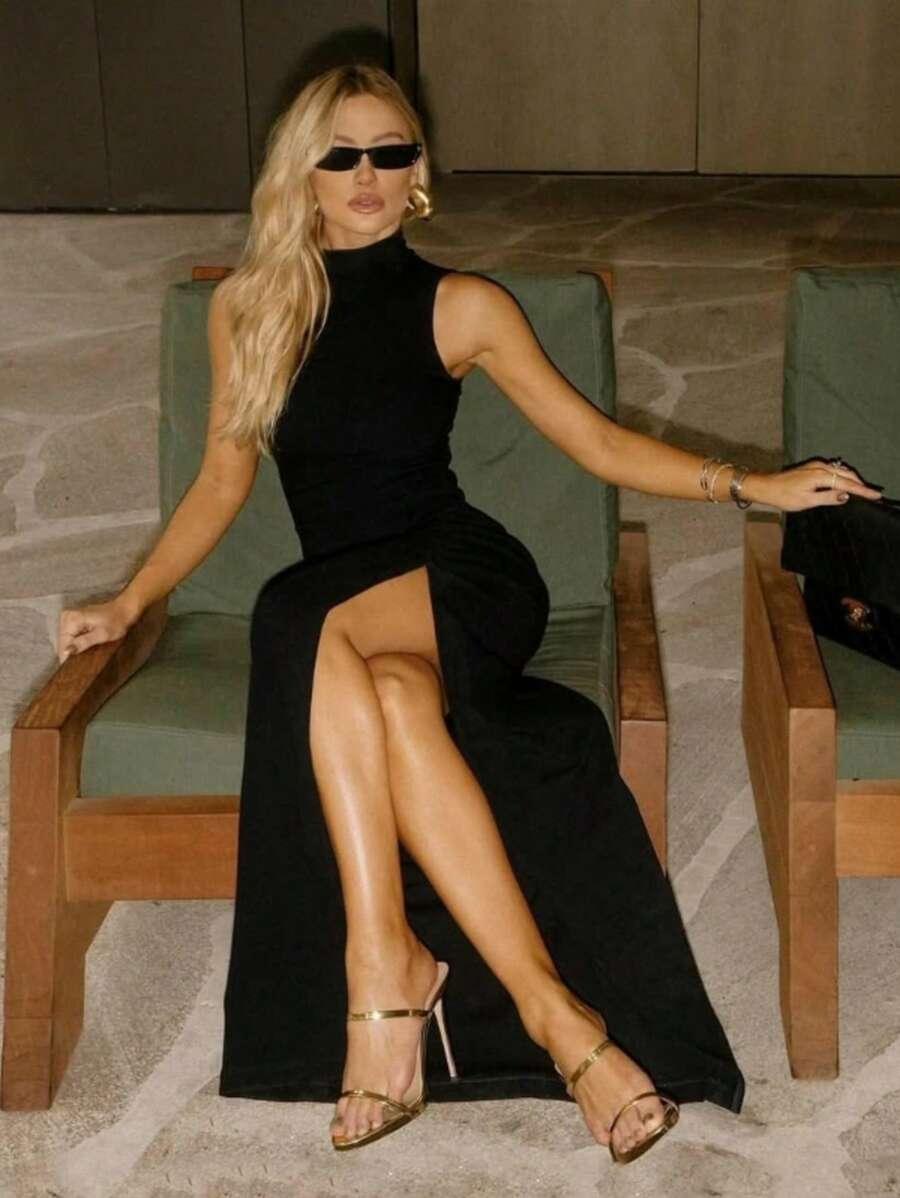 CZARNA MAXI SUKIENKA