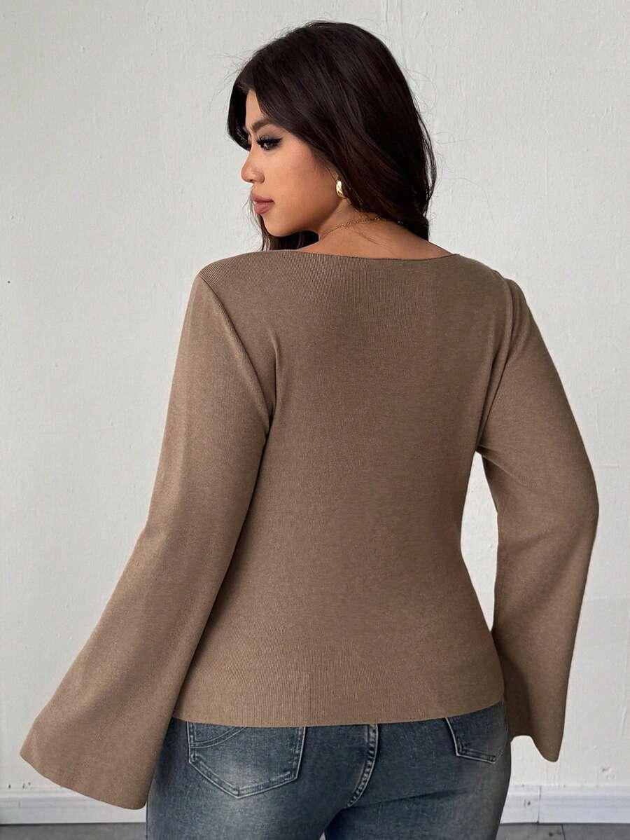 gładki BRĄZOWY SWETER 